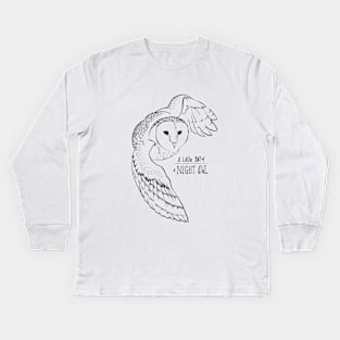 A night owl - white Kids Long Sleeve T-Shirt